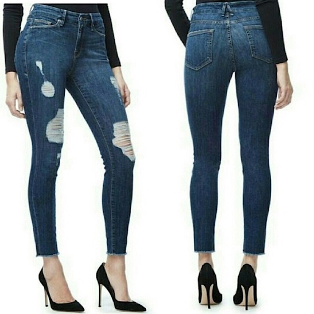 Good american good legs raw edges stretch jeans - Picture 2 of 9